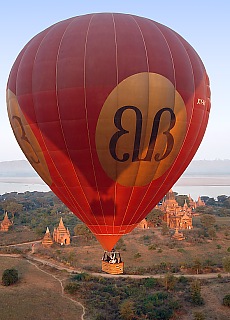 Hot Air Ballooning over thousands of ancient buddhist Temples in Bagan